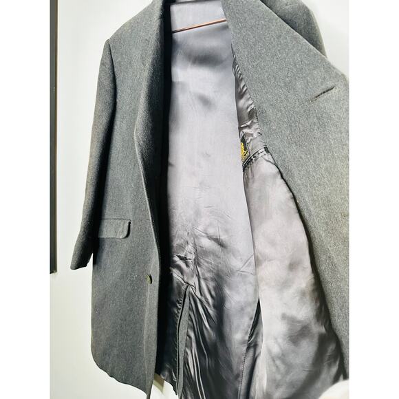 Burton Vintage Grey Charcoal Overcoat Jacket Button Front  Made in England XL - Picture 10 of 10